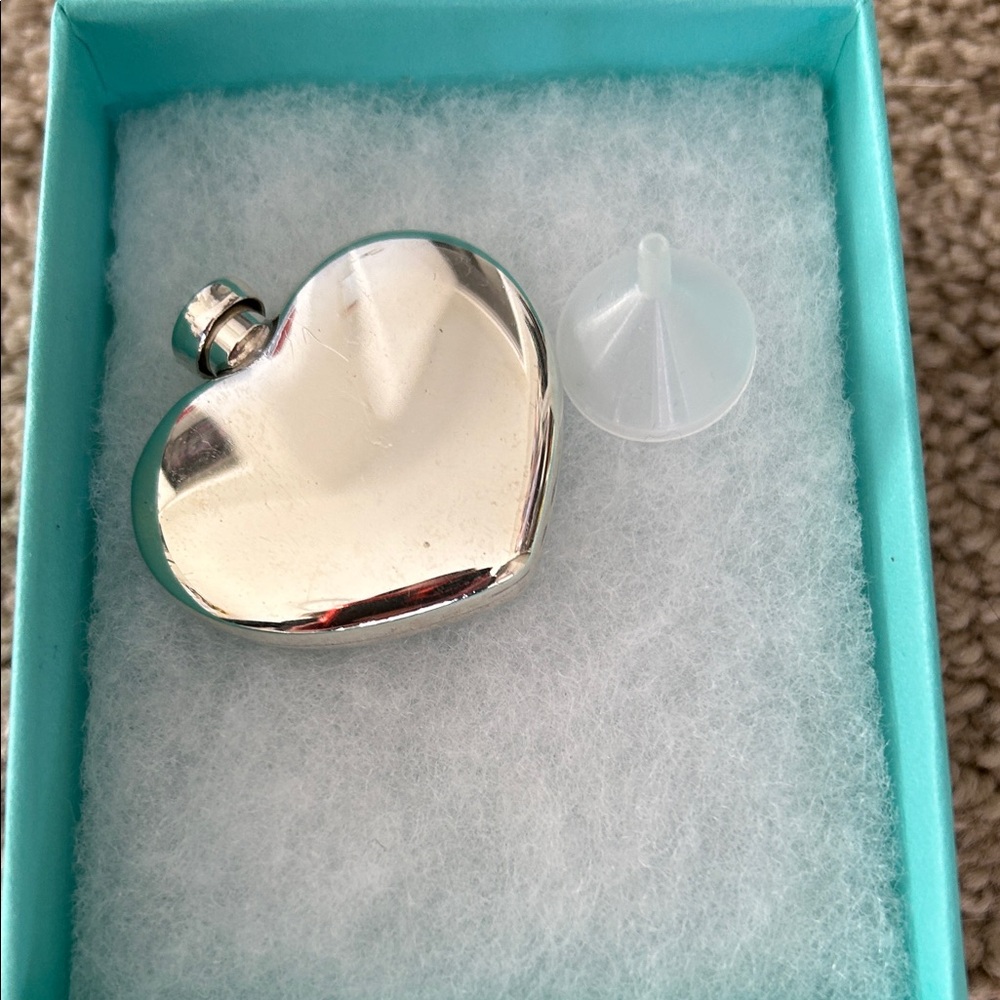 Tiffany & Co. Silver Heart Flask with Funnel